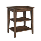 Rustic Brown Oak Three-Tier Wood Veneer Side End Table