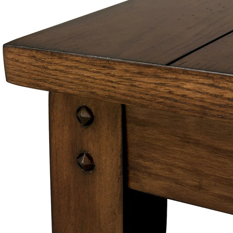 Rustic Brown Oak Three-Tier Wood Veneer Side End Table