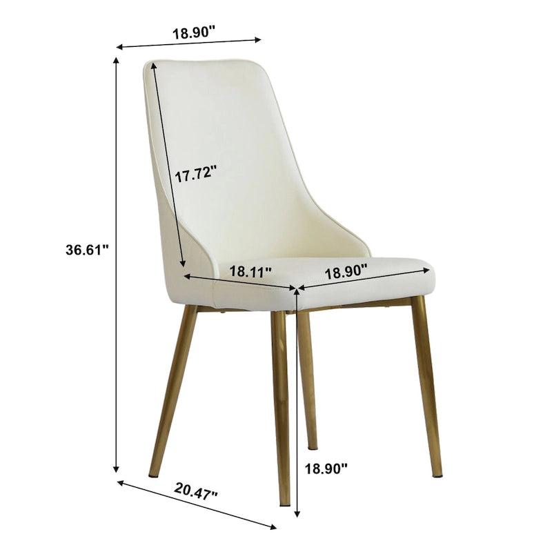 Modern Cream White Faux Leather Dining Chairs (set of 2) - N/A