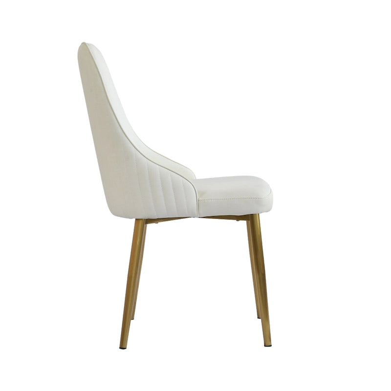 Modern Cream White Faux Leather Dining Chairs (set of 2) - N/A