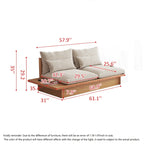 Beige Cotton Linen Sofa with Solid Wood Base Storage