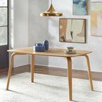 Mid-Century Modern Rectangular Dining Table Light Oak Bentwood Legs