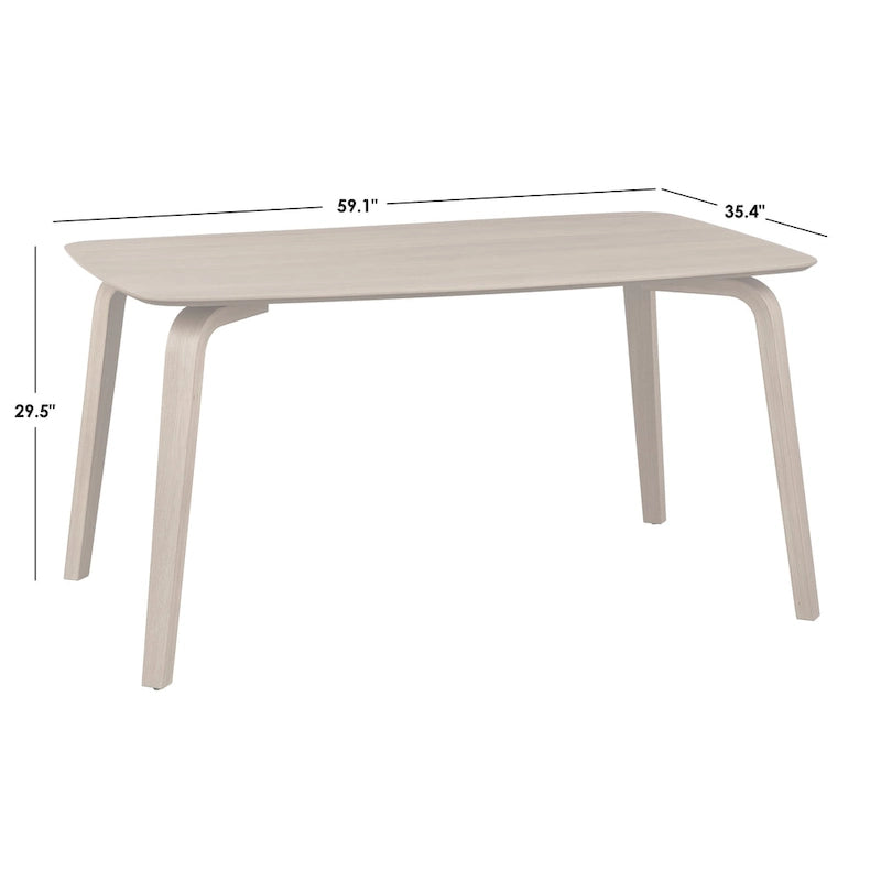 Mid-Century Modern Rectangular Dining Table Light Oak Bentwood Legs