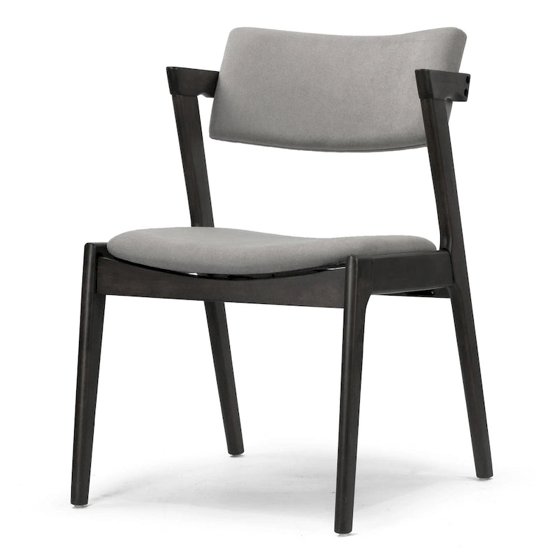 Set of 2 Retro Modern Black Wood Wing Chair