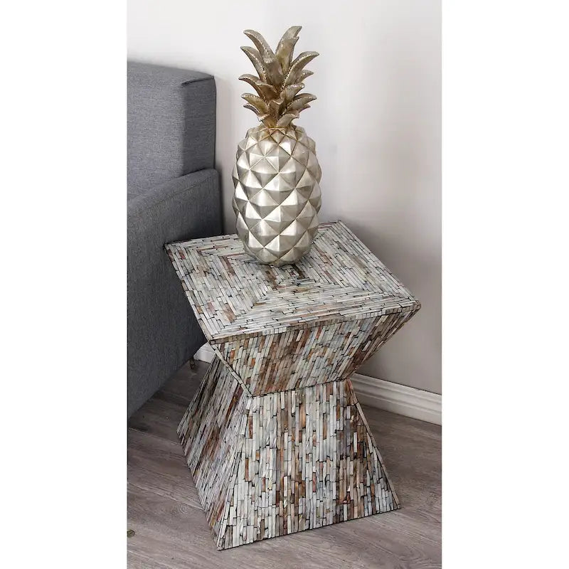 Handmade Hourglass Shaped Accent Table - Gray or Beige