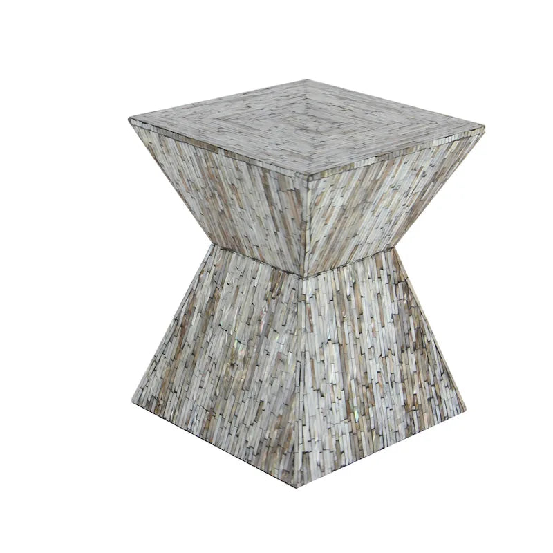 Handmade Hourglass Shaped Accent Table - Gray or Beige