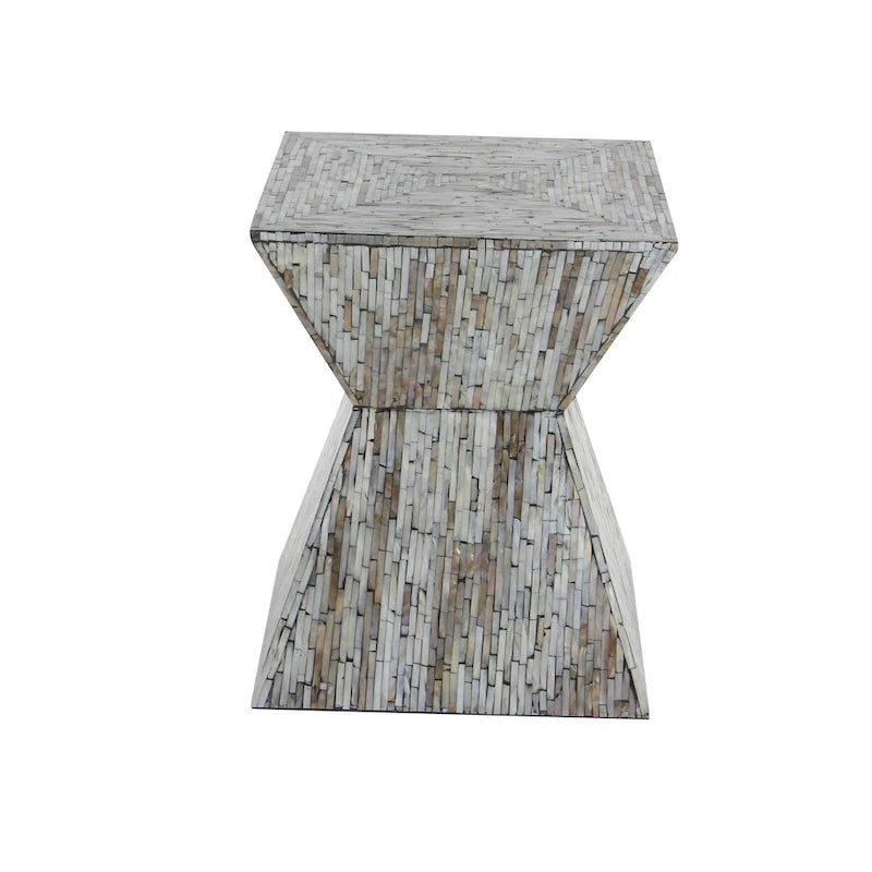 Handmade Hourglass Shaped Accent Table - Gray or Beige