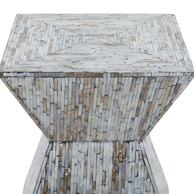 Handmade Hourglass Shaped Accent Table - Gray or Beige