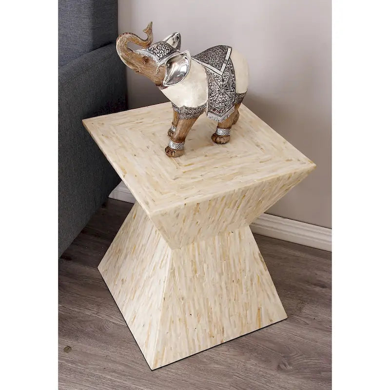 Handmade Hourglass Shaped Accent Table - Gray or Beige
