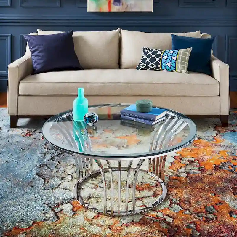 Cottbus Chrome Finish Coffee Table with Glass Top by 