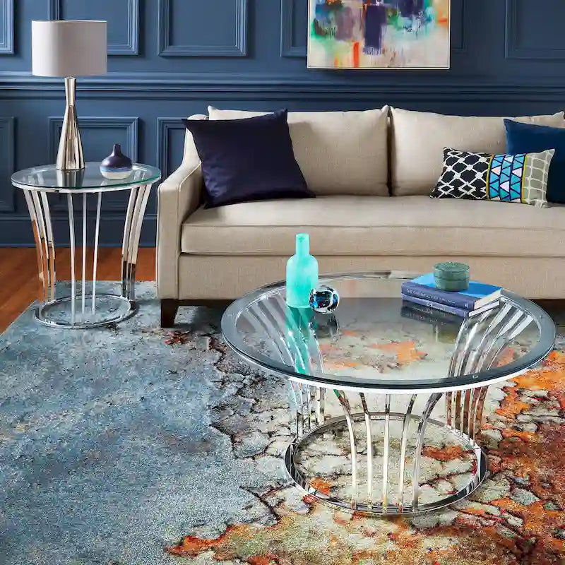 Cottbus Chrome Finish Coffee Table with Glass Top