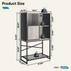 Industrial Rustic Brown Wine Bar Cabinet with Glass Holder and Storage Shelves