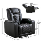 Leather Electric Power Recliner Chair with USB Ports and Cup Holders