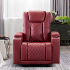 Leather Electric Power Recliner Chair with USB Ports and Cup Holders
