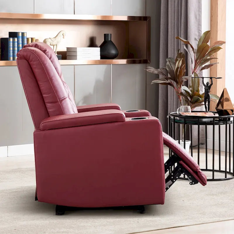 Leather Electric Power Recliner Chair with USB Ports and Cup Holders