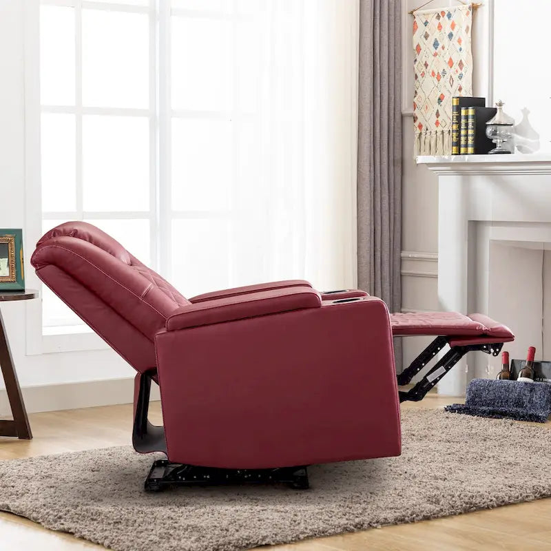 Leather Electric Power Recliner Chair with USB Ports and Cup Holders