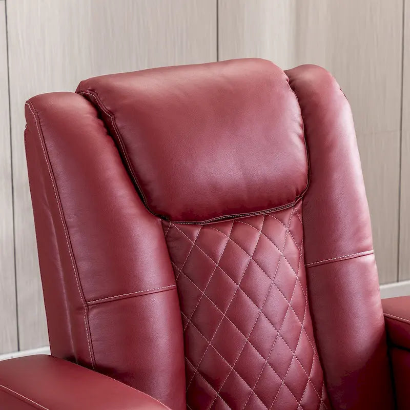 Leather Electric Power Recliner Chair with USB Ports and Cup Holders