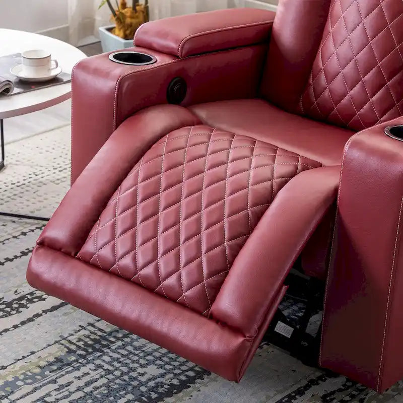 Leather Electric Power Recliner Chair with USB Ports and Cup Holders