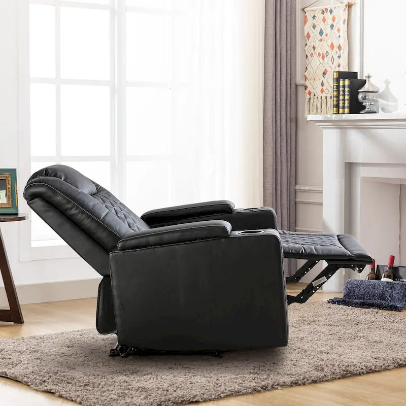Leather Electric Power Recliner Chair with USB Ports and Cup Holders