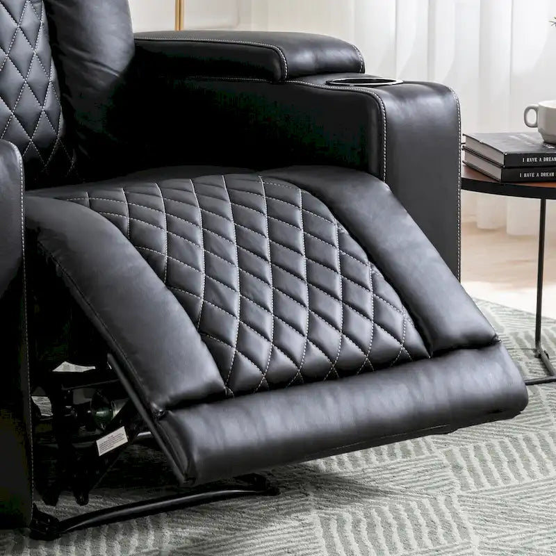 Leather Electric Power Recliner Chair with USB Ports and Cup Holders