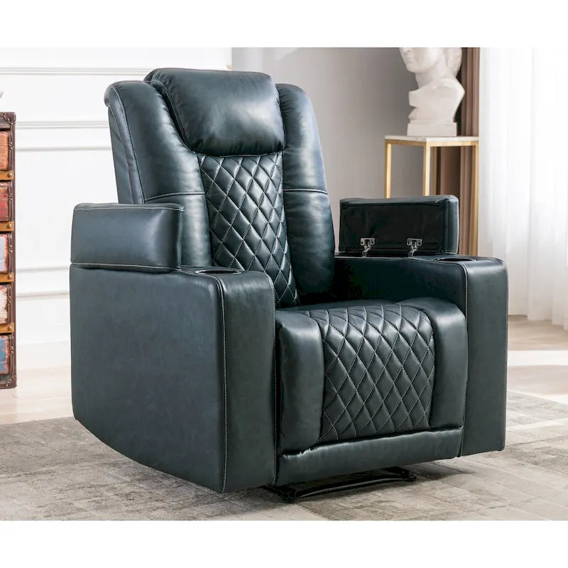 Leather Electric Power Recliner Chair with USB Ports and Cup Holders