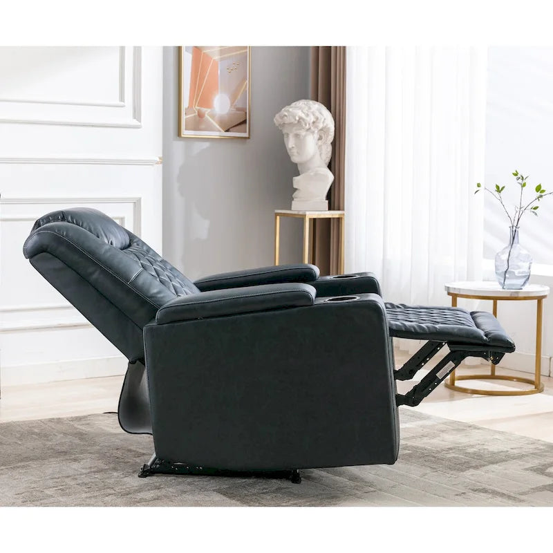 Leather Electric Power Recliner Chair with USB Ports and Cup Holders