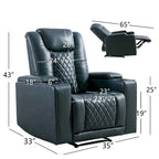 Leather Electric Power Recliner Chair with USB Ports and Cup Holders
