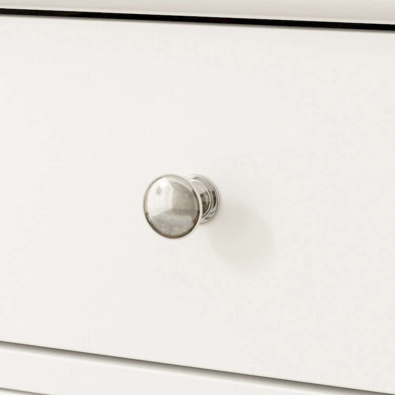 White Wood Sideboard Buffet Cabinet with Geometric Glass Doors and Drawers