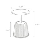 Round Pleated Leatherette End Table with Gold Steel Top