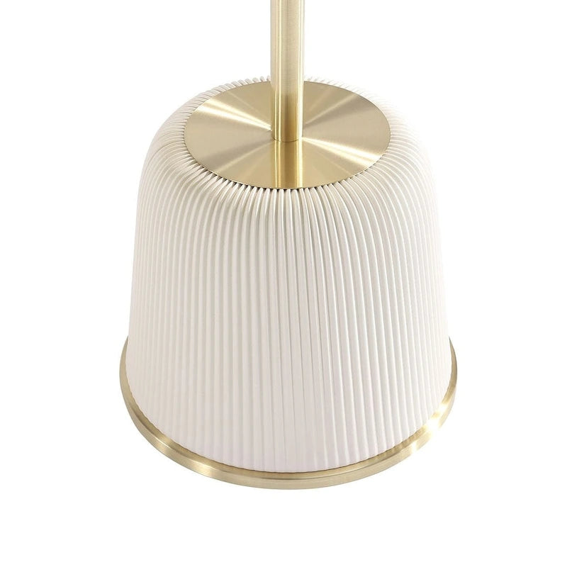 Round Pleated Leatherette End Table with Gold Steel Top