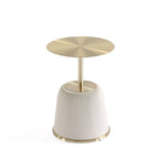 Round Pleated Leatherette End Table with Gold Steel Top