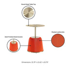 Round Pleated Leatherette End Table with Gold Steel Top