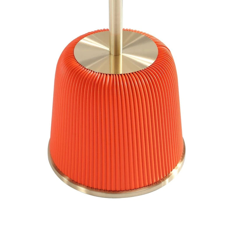 Round Pleated Leatherette End Table with Gold Steel Top