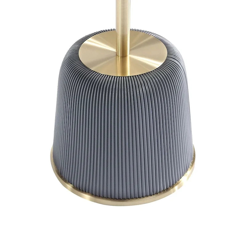 Round Pleated Leatherette End Table with Gold Steel Top