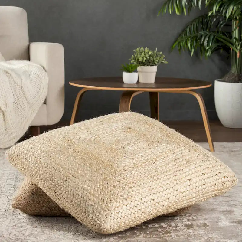  Faxon Textured Jute Pouf/ Floor Pillow