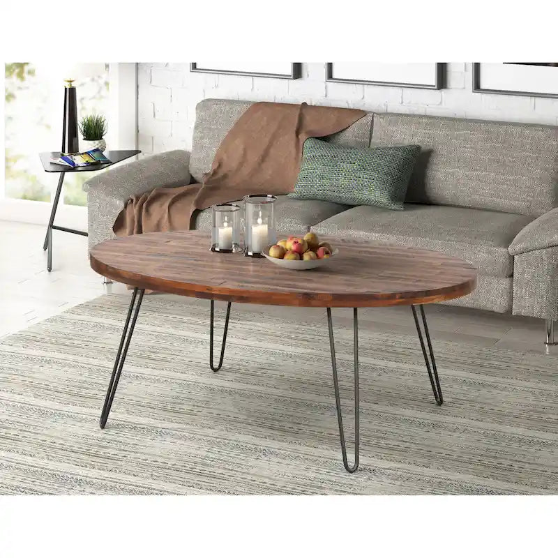 Raffles 44 Wood Oval Cocktail Table