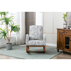 Upholstered High Back Rocking Chair with Solid Wood Base Leopard Teal