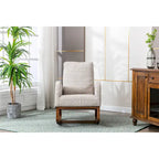 Upholstered High Back Rocking Chair with Solid Wood Base Leopard Teal
