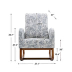 Upholstered High Back Rocking Chair with Solid Wood Base Leopard Teal