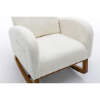 Upholstered High Back Rocking Chair with Solid Wood Base Leopard Teal