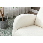 Upholstered High Back Rocking Chair with Solid Wood Base Leopard Teal