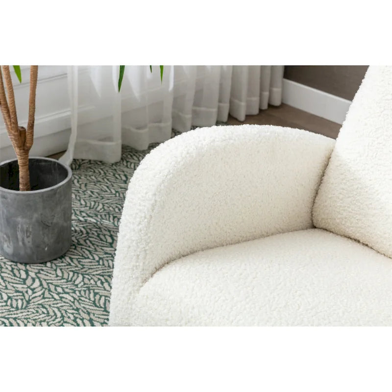 Upholstered High Back Rocking Chair with Solid Wood Base Leopard Teal