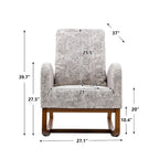 Upholstered High Back Rocking Chair with Solid Wood Base Leopard Teal