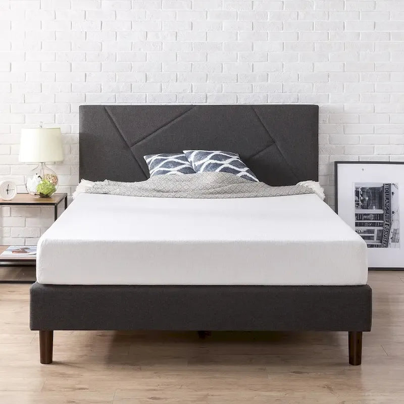 Priage by  Grey Upholstered Geometric Platform Bed Frame