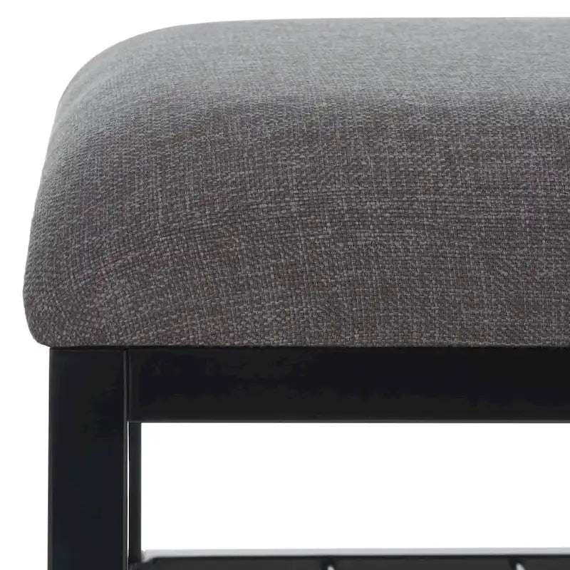 Open Shelf Entryway Bench with Padded Cushion and Metal Storage Rack