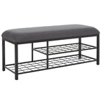 Open Shelf Entryway Bench with Padded Cushion and Metal Storage Rack