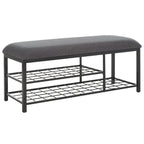 Open Shelf Entryway Bench with Padded Cushion and Metal Storage Rack
