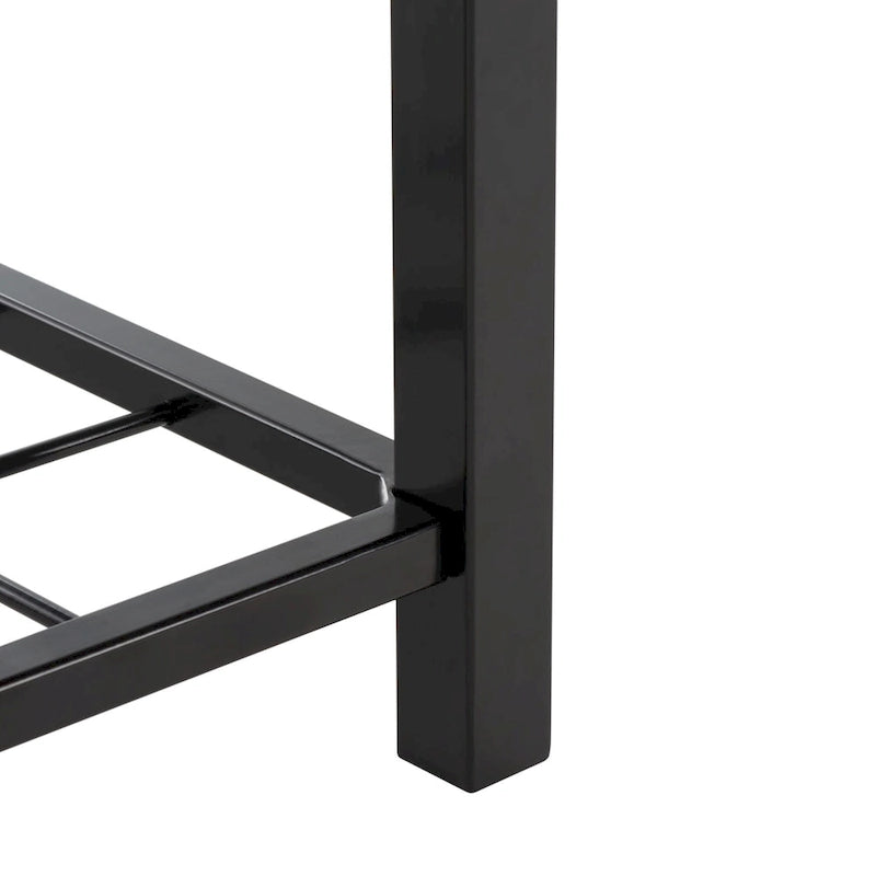 Open Shelf Entryway Bench with Padded Cushion and Metal Storage Rack