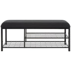 Open Shelf Entryway Bench with Padded Cushion and Metal Storage Rack