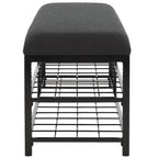 Open Shelf Entryway Bench with Padded Cushion and Metal Storage Rack
